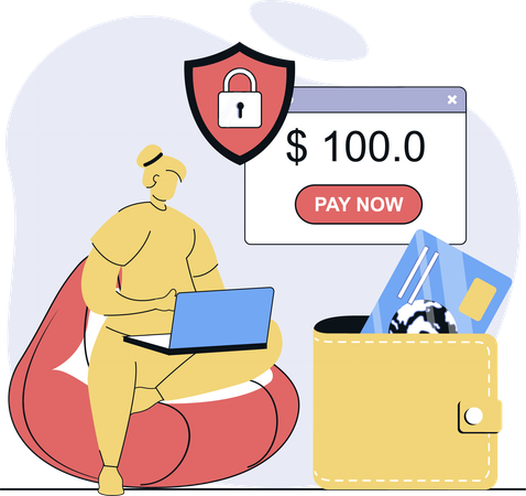 Woman ensures money safety  Illustration