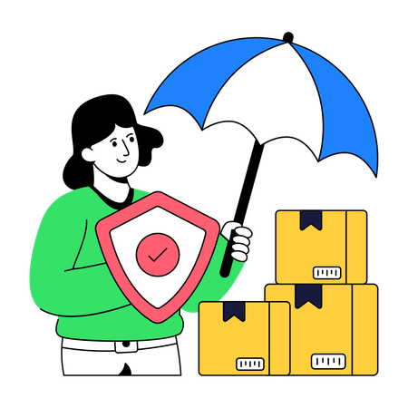 Woman ensures Parcel Security  Illustration