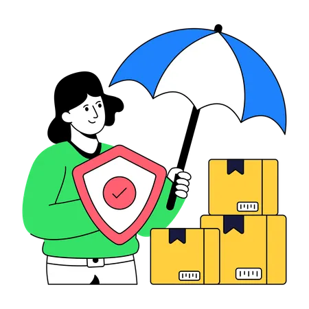 Woman ensures Parcel Security  Illustration