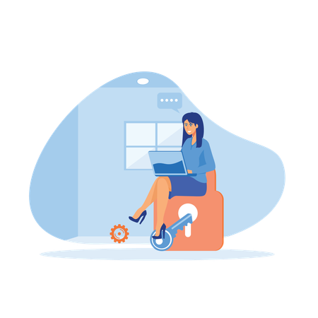 Woman ensures server security measures implemented  Illustration