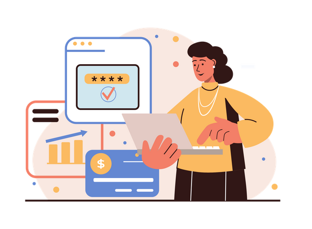 Woman entering OTP for online payment  Illustration
