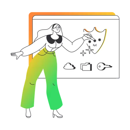 Woman enters her password into a browser  Illustration