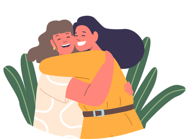 Woman Envelops Her Mother With Warmth  Illustration