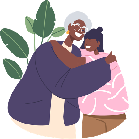 Woman Envelops Her Mother With Warmth  Illustration