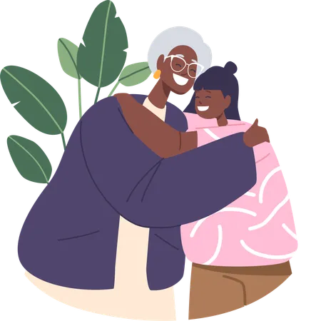 Woman Envelops Her Mother With Warmth  Illustration