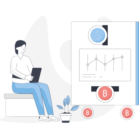 Woman exchanging currency  Illustration