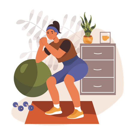 Woman exercising at home  Illustration