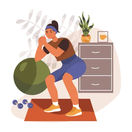 Woman exercising at home  イラスト