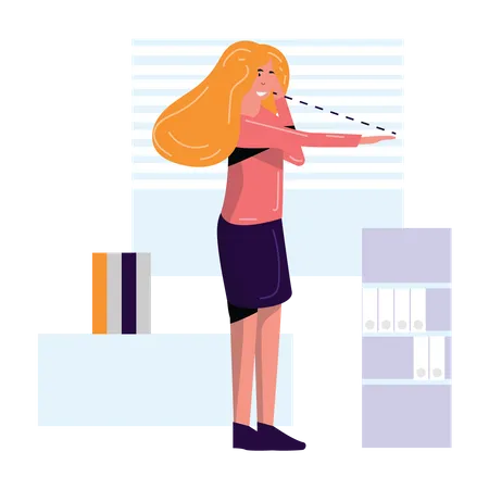 Woman Exercising At Work Illustration