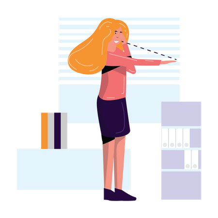 Woman Exercising At Work  イラスト