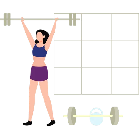 The Girl Is Exercising In Gym Illustration