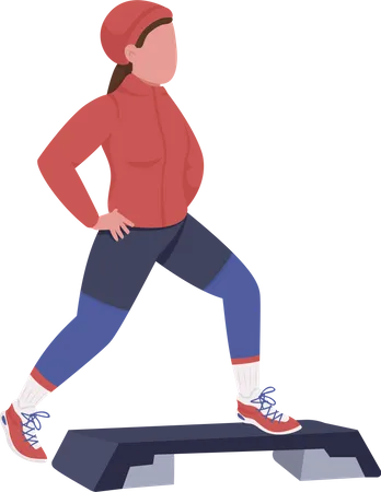 Woman Exercising In Winter Semi Flat Color Vector Character Posing Figure Full Body Person On White Training Routine Isolated Modern Cartoon Style Illustration For Graphic Design And Animation Illustration