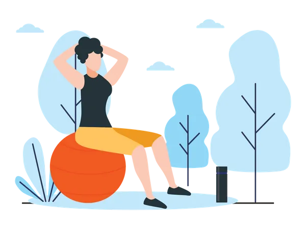 Woman Exercising On Ball Illustration