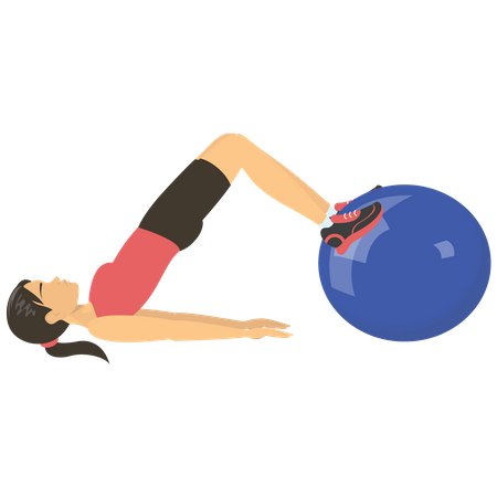 Woman exercising on ball Illustration
