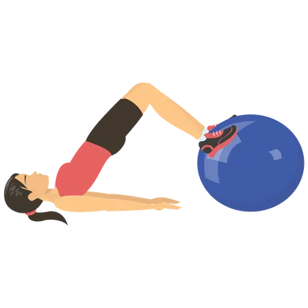 Woman exercising on ball Illustration