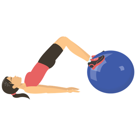 Woman exercising on ball  Illustration