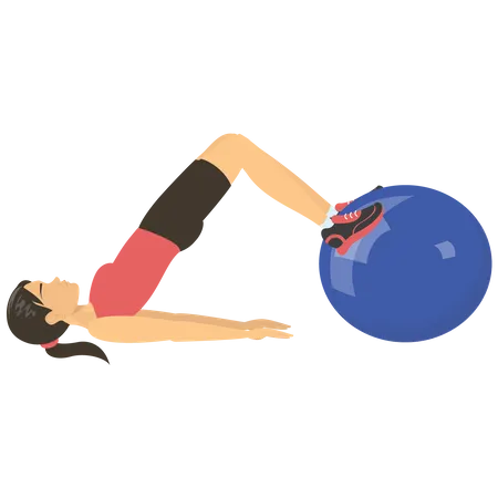 Woman exercising on ball  Illustration