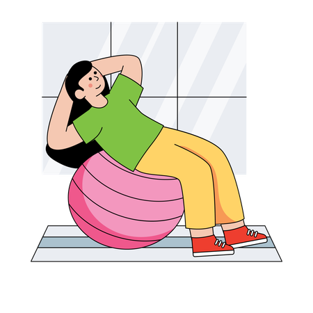 Woman exercising on gym ball  Illustration