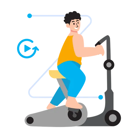 Woman exercising on gym cycle  Illustration
