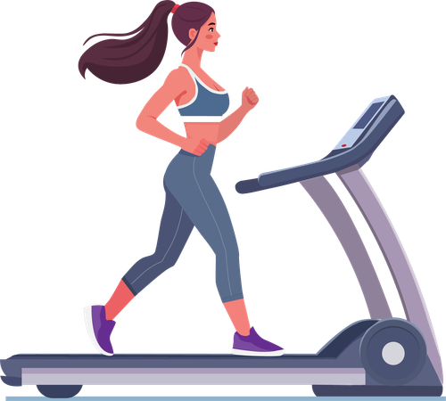 Woman exercising on treadmill  Illustration