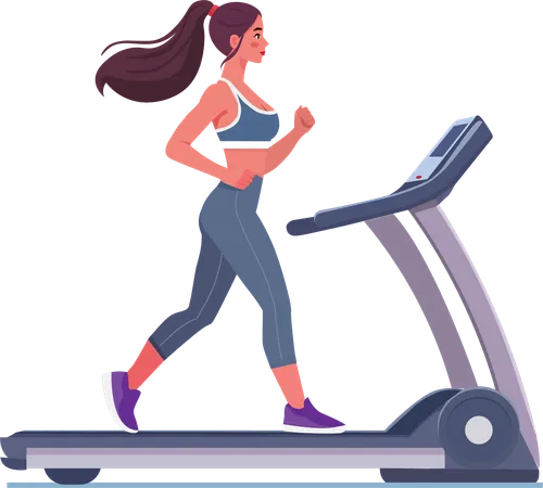 Woman exercising on treadmill  Illustration