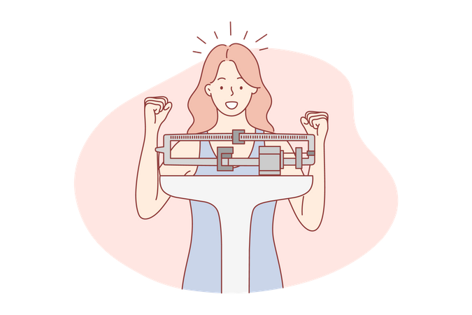 Woman exercising using gym machine  Illustration
