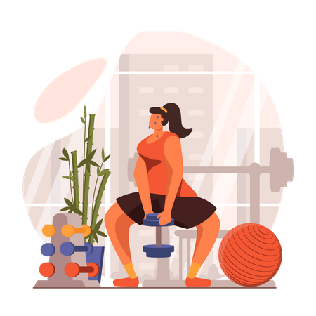 Woman exercising with dumbbells Illustration