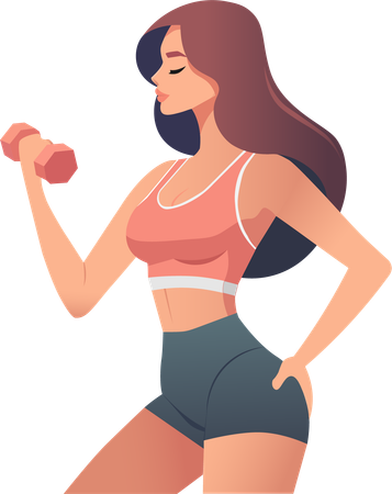 Woman exercising with dumbbells  Illustration