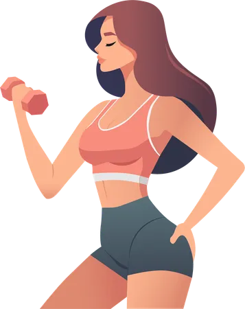 Woman exercising with dumbbells  Illustration