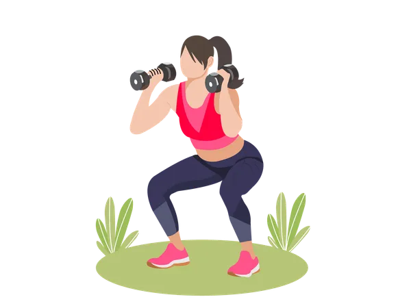 Woman exercising with dumbbells  Illustration