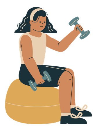 Woman Exercising with Dumbbells  Illustration