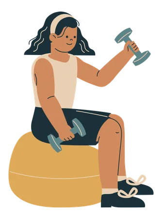 Woman Exercising with Dumbbells  Illustration