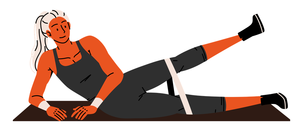 Woman Exercising with Resistance Band  Illustration