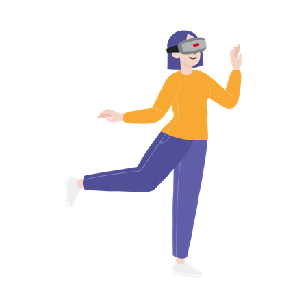 Woman experience vr technology Illustration