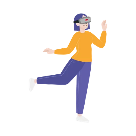Woman experience vr technology Illustration