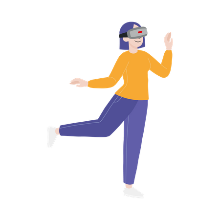 Woman experience vr technology  Illustration