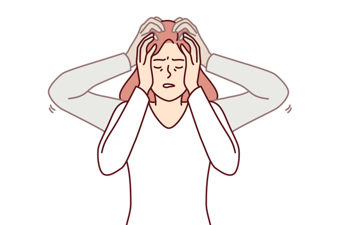 Woman experiences dizziness caused by bppv syndrome which disrupts brain function  Illustration