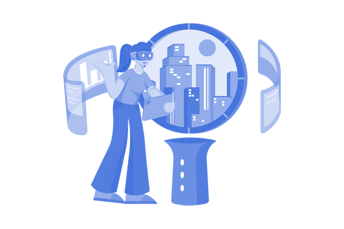 Woman Experiencing Metaverse Technology  Illustration