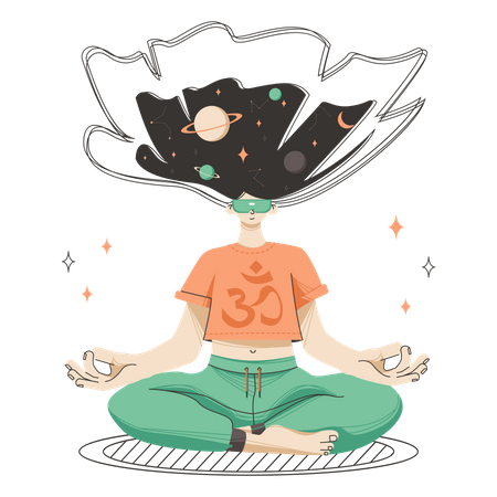 Woman experiencing spiritual energy  Illustration