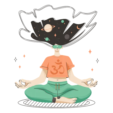 Woman experiencing spiritual energy  Illustration