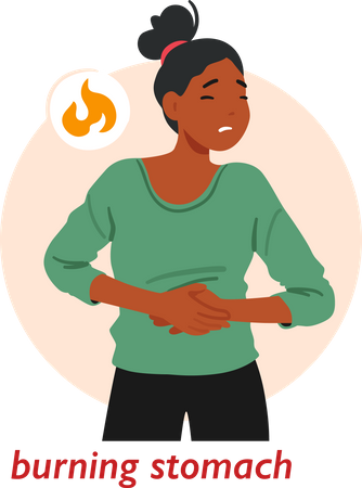 Woman Experiencing Stomach Discomfort  Illustration