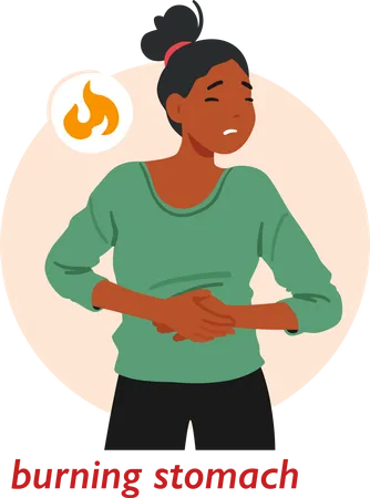 Woman Experiencing Stomach Discomfort  Illustration