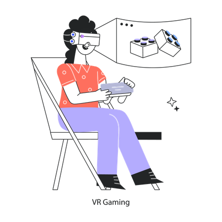 Woman Experiencing Vr Games  Illustration