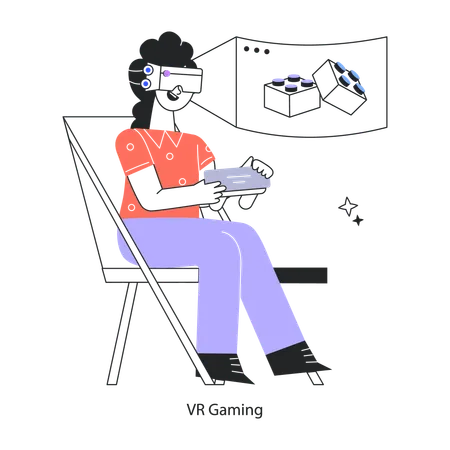 Woman Experiencing Vr Games  Illustration