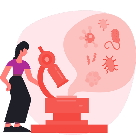 Woman experiment on virus  Illustration