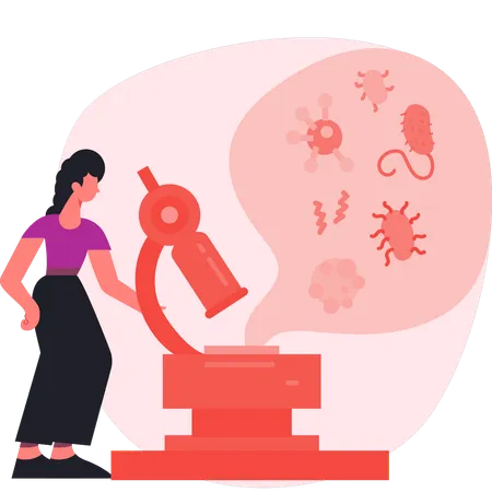 Woman experiment on virus  Illustration