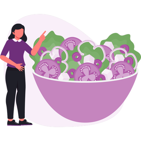 Woman  explain about vegetable and fruit diet  Illustration