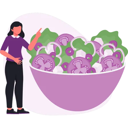 Woman  explain about vegetable and fruit diet  Illustration