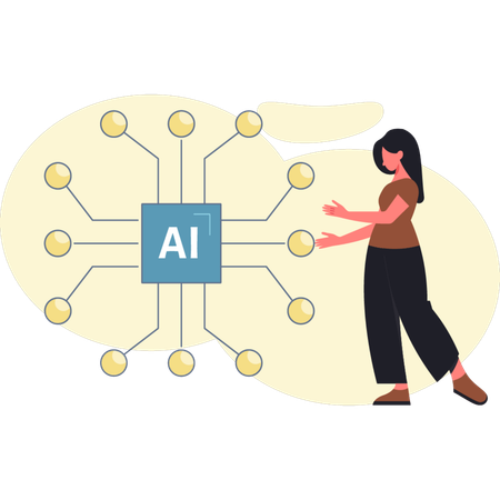 Woman explaining AI networking  Illustration