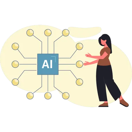 Woman explaining AI networking  Illustration